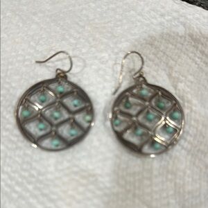 Silver and Green Dangle Earrings